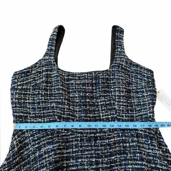 Eloquii Flare Tweed Mini Jumper Blue & Black Fit & Flare Dress Womens Sz 16 NWT - Picture 9 of 10